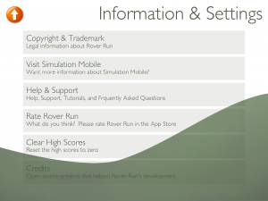 Information and Settings Screen